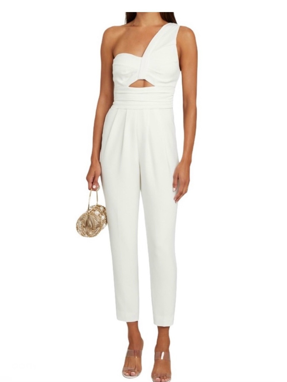 A.L.C. Athena White One Shoulder Cutout Bridal Jumpsuit NWT Size 12